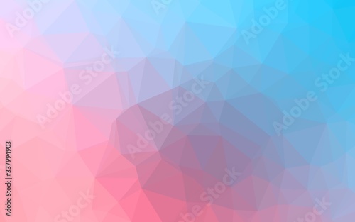 Light Blue  Red vector polygonal template. Creative illustration in halftone style with gradient. Triangular pattern for your business design.
