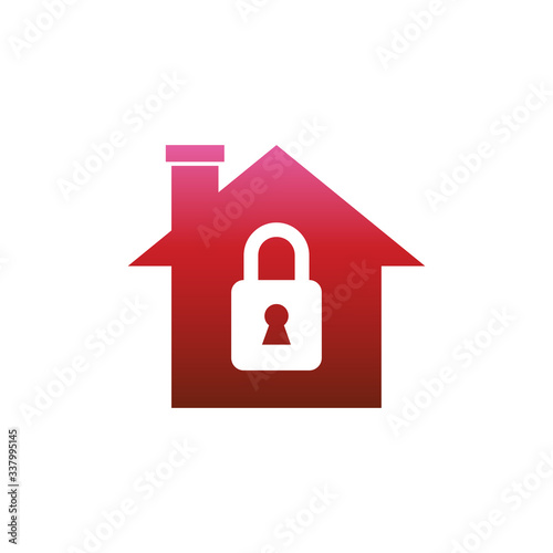 Home with lock vector icon, security protection sign. symbol for lockdown prevention from coronavirus. social distance.