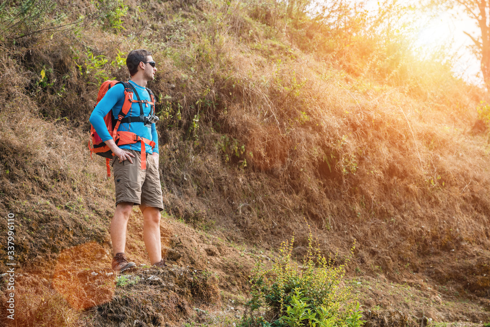 Naklejka premium hiker in the mountains
