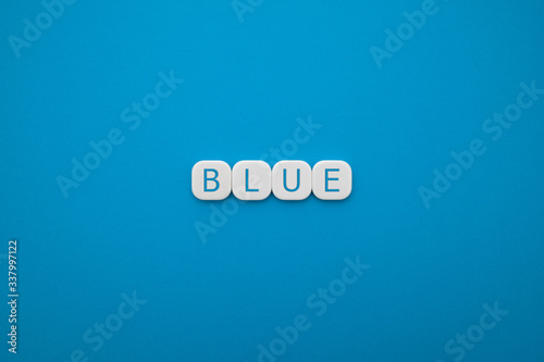 Alphabet BLUE word block with BLUE background.