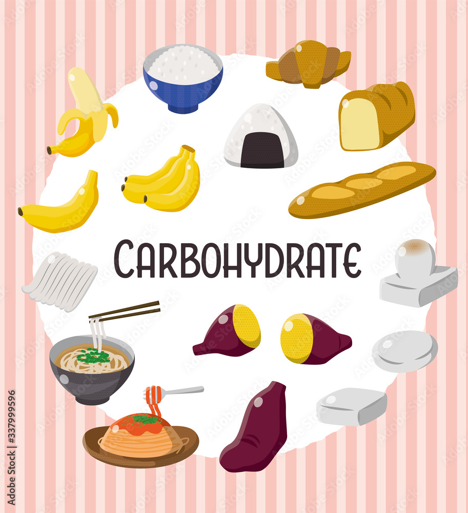 炭水化物 食材 食べ物 イラストセット Stock Vector Adobe Stock