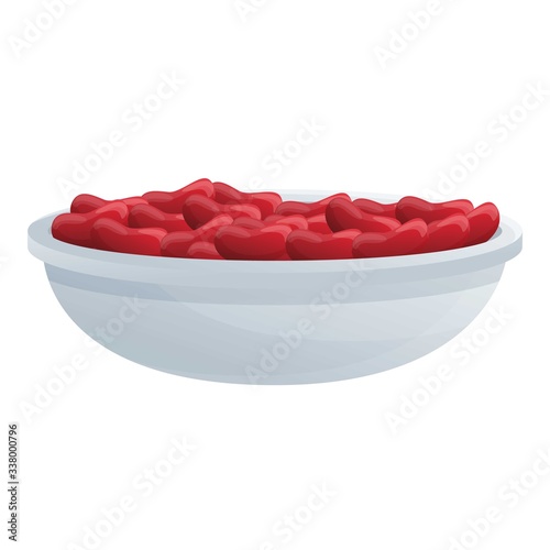 Bowl red beans icon. Cartoon of bowl red beans vector icon for web design isolated on white background