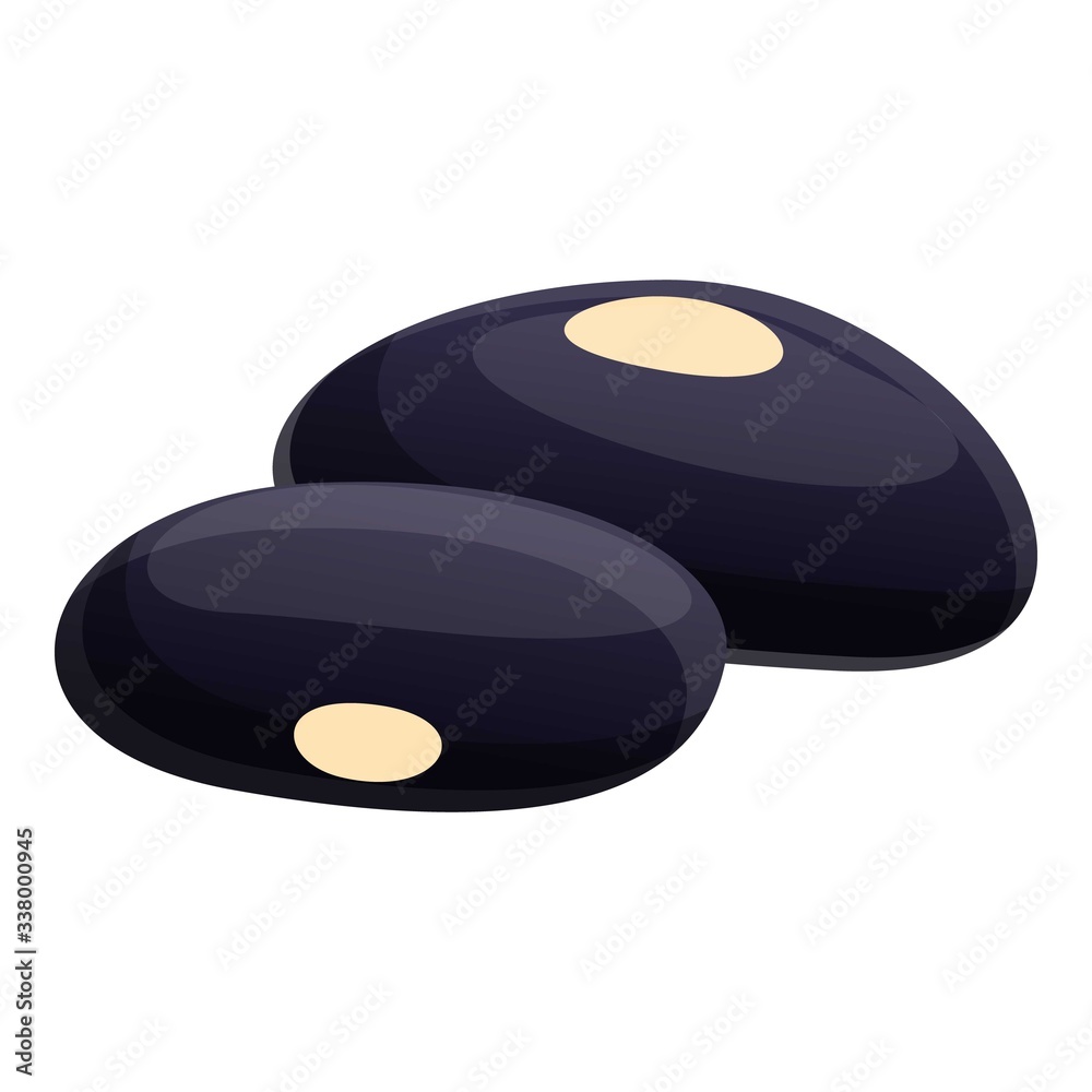 Black beans icon. Cartoon of black beans vector icon for web design isolated on white background Black beans icon. Cartoon of black beans vector icon for web design isolated on white background