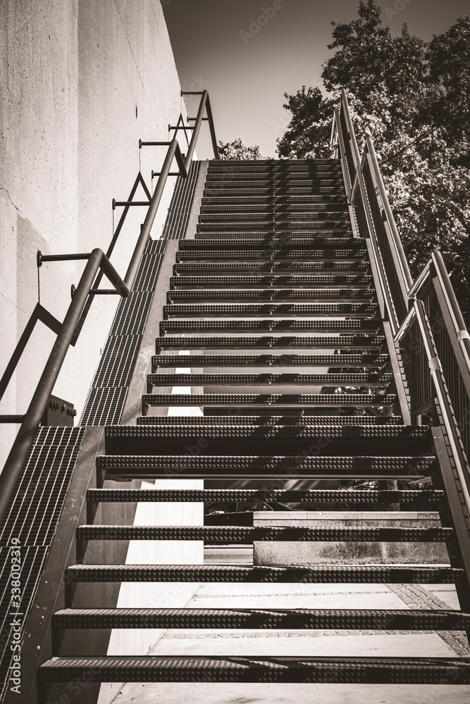 Fototapeta premium Exterior stairs in black and white