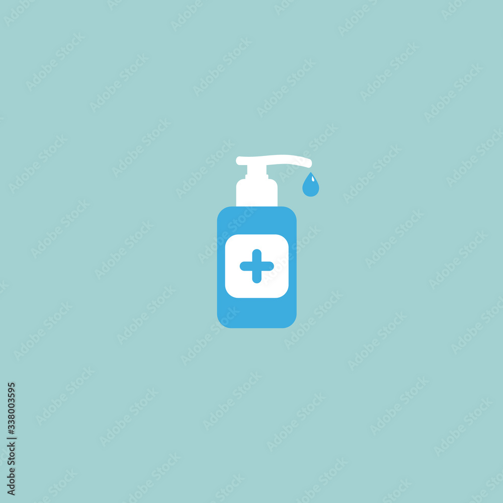 Disinfection. Hand sanitizer bottle, washing gelwith drop. Vector illustration Disinfection. Hand sanitizer bottle, washing gelwith drop. Vector illustration
