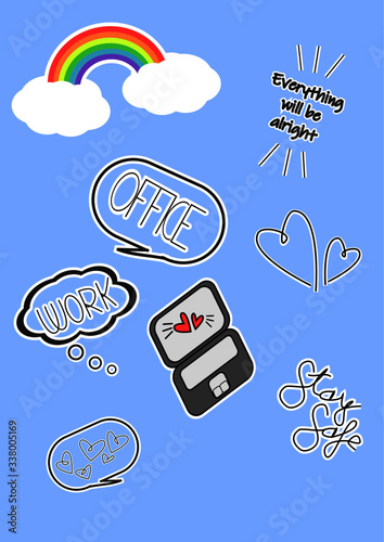sticker set to stay at home 