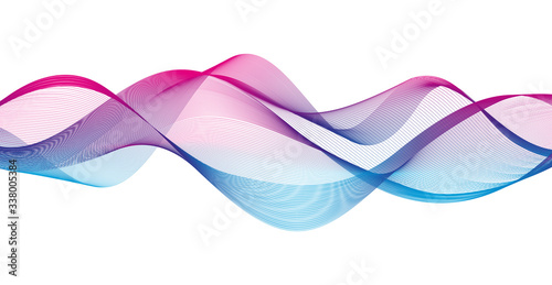 Wave of the many colored lines. Abstract wavy stripes on a white background isolated. Creative line art.
