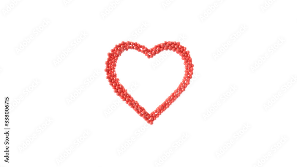 Heart shape made out of shiny sphere on white background. Valentine's Day. 3D rendering. Heart shape made out of shiny sphere on white background. Valentine's Day. 3D rendering.