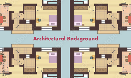 Architectural background. Architectural plans of residential buildings. The drawings of cottages. Colorful vector illustration EPS10
