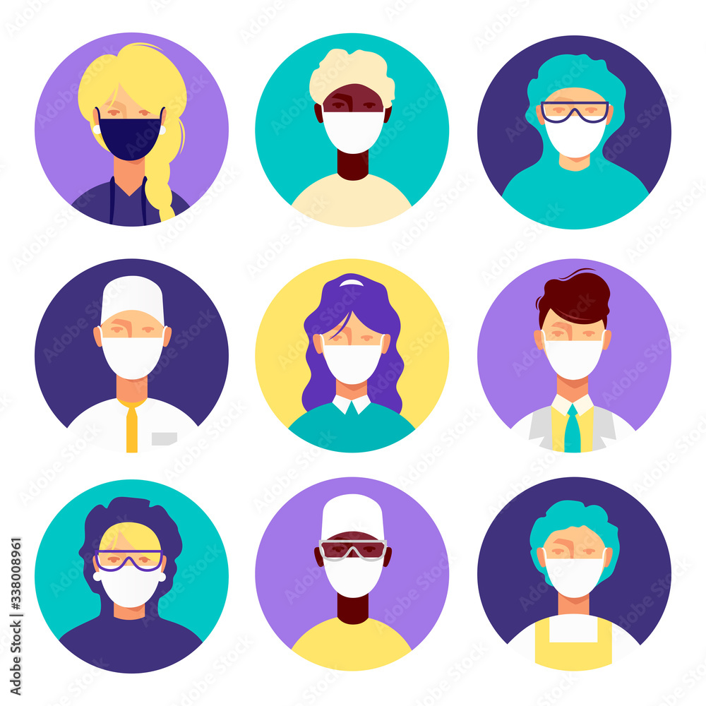 Set Of Avatars For Doctors And Medical Staff. Colorful Icons. Vector ...