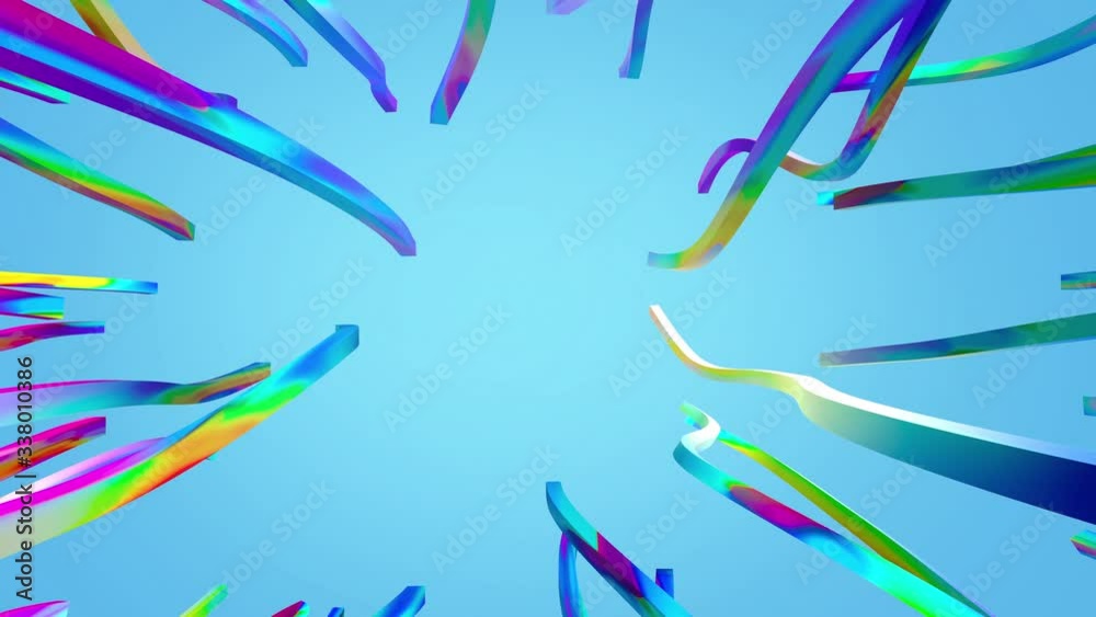 bright multicolored 3D lines growing up slowly above the camera, view from bottom bright multicolored 3D lines growing up slowly above the camera, view from bottom