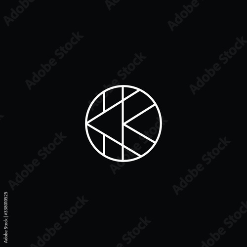 Minimal elegant monogram art logo. Outstanding professional trendy awesome artistic K KO OK initial based Alphabet icon logo. Premium Business logo White color on black background