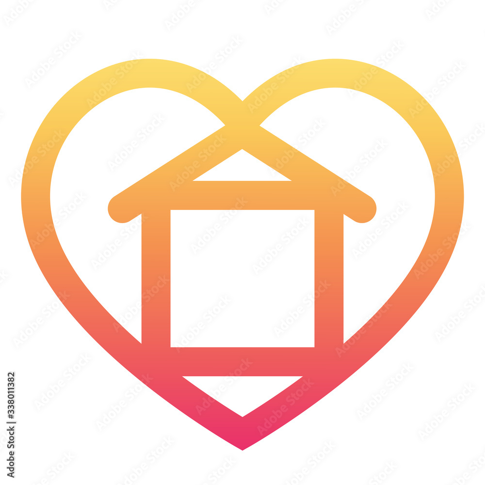 Icon, sticker, stay at home. Symbol, House, heart.Vector illustration, gradient. Icon, sticker, stay at home. Symbol, House, heart.Vector illustration, gradient.