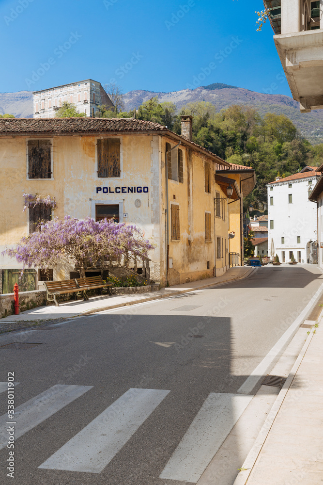 Fototapeta premium Polcenigo, logo at the entrance of the village