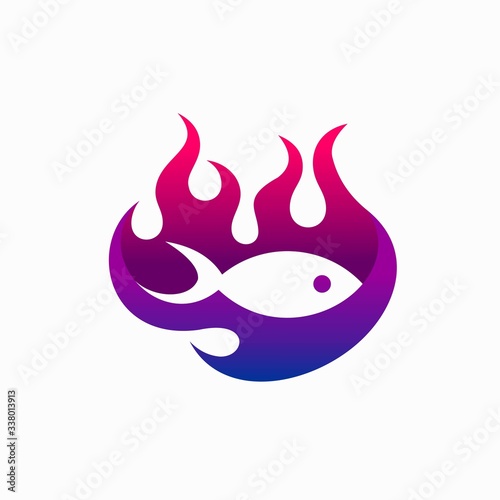 grilled fish logo, fish vector logo