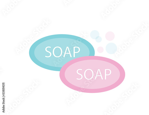 Soap bar icon with foam. Vector image.
