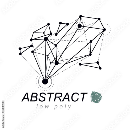 Abstract vector 3d geometric low poly object. Technology and science conceptual logo.