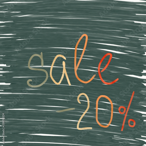 discount sale -20% handwritten in colorful letters