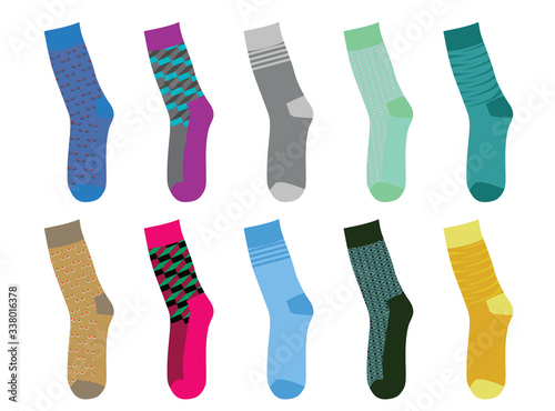 Colorful socks set. vector illustration 