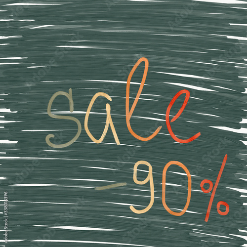 discount sale -90% handwritten in colorful letters