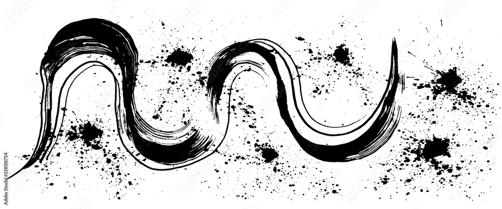 波 波しぶき 手書き 毛筆イラスト Stock Vector Adobe Stock