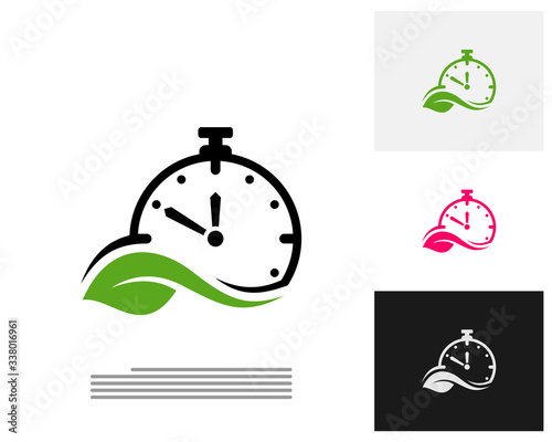 Nature Clock logo design concept vector. Nature Time management logo template. Concept icon isolated on white background. Vector symbol.