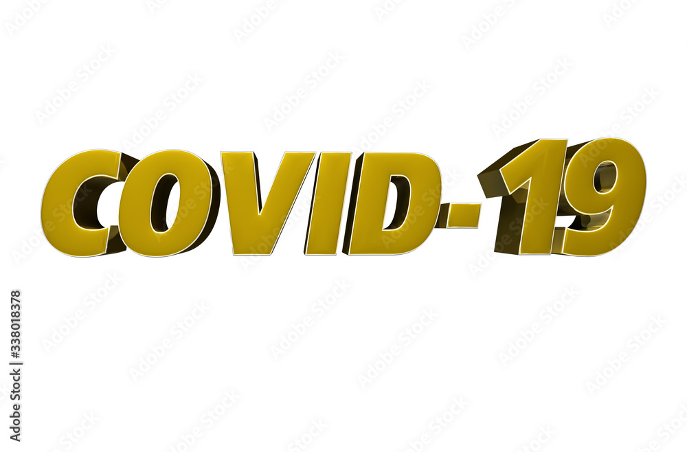 3D illustration COVID-19 yellow isolated on a white background.(with Clipping Path). 3D illustration COVID-19 yellow isolated on a white background.(with Clipping Path).