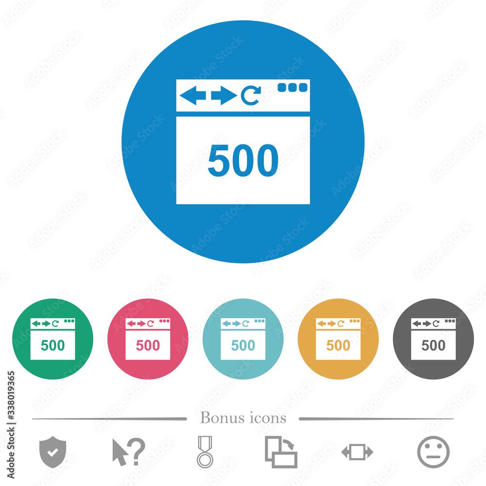 Browser 500 internal server error flat round icons Browser 500 internal server error flat round icons
