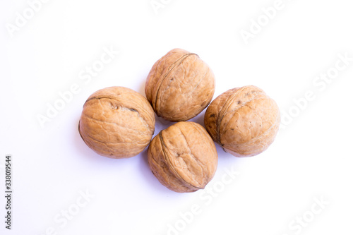 walnuts on white background