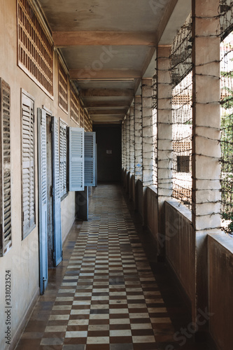 Corridor in S21 Tuol Sleng Genocide Museum Phnom Penh Cambodia photo