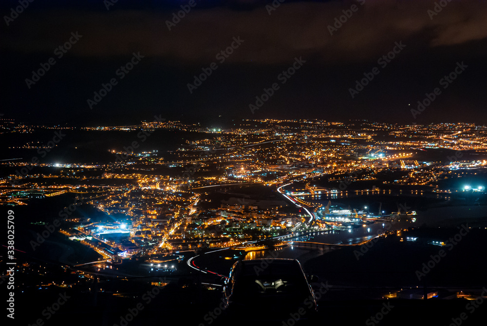 above view of the city at night