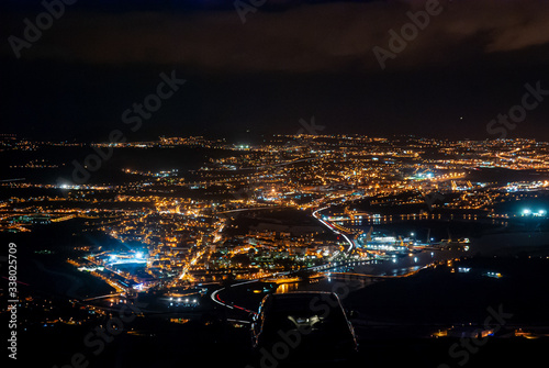 above view of the city at night