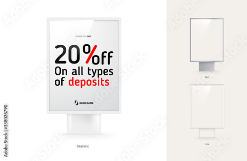 Realistic vertical outdoor lightbox. Vector mockup. Isolated on background. Suitable for your design projects and presentation proposals.
