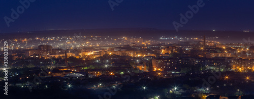 Night city landscape in Eastern Europe