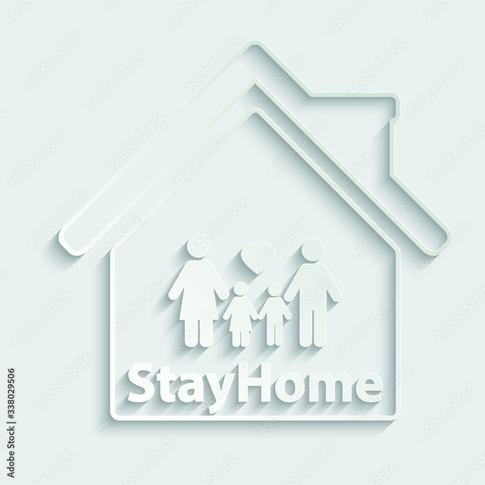 Paper stay home icon sign lockdown icon home icon with lock symbol quarantine Paper stay home icon sign lockdown icon home icon with lock symbol quarantine