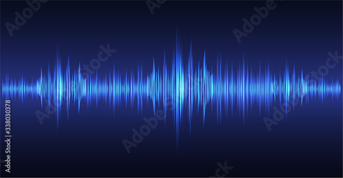 Sound waves oscillating dark blue light