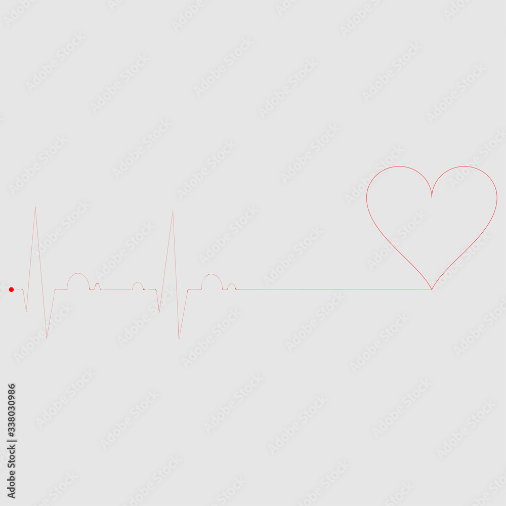 Heart with cardiology lifeline. Vector Heart with cardiology lifeline. Vector
