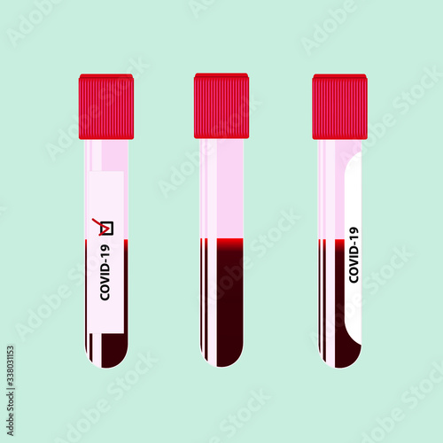 Coronavirus Blood test tubes. Vector illustration.