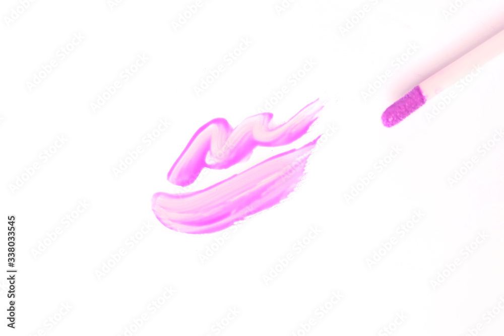 close up of a smudged lipstick on white background close up of a smudged lipstick on white background