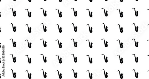 Moving saxophone icons background clip motion backdrop video in a seamless repeating loop.  Music & musical instrument jazz sax themed saxophones pattern background motion video clip
