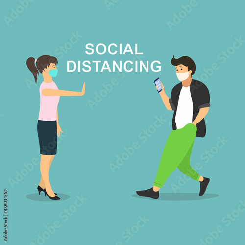 Social distancing example for greeting to avoid spreading corona virus.