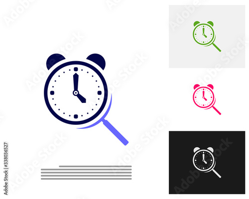 Clock Search logo design concept vector. Time management logo template. Concept icon isolated on white background. Vector symbol.