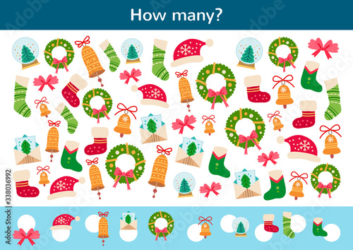 Counting children game of a Christmas decor.