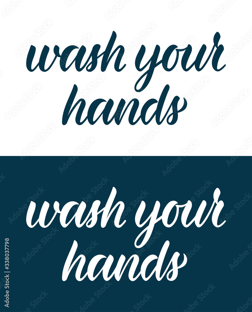 Wash your hands. Calligraphic word on the coronavirus pandemic. Black and white ink. Vector Wash your hands. Calligraphic word on the coronavirus pandemic. Black and white ink. Vector