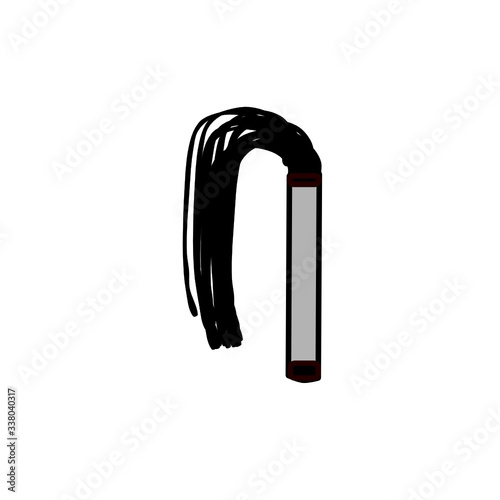 Black whip sex toy icon. Sex domination and bsdm concept illustration. Erotic icon, fetish vector.