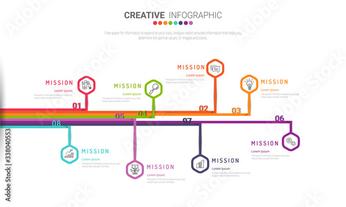 Presentation graph, Business concept with 8 equal options, parts, steps or processes. Startup layout for your project.