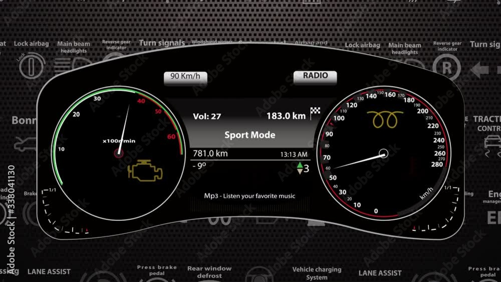 Service diagnosis check concept.4k animated footageCar instrument