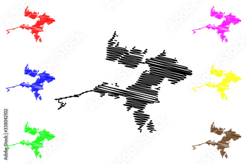 Izmir City (Republic of Turkey, Anatolia, Aegean) map vector illustration, scribble sketch City of Izmir map