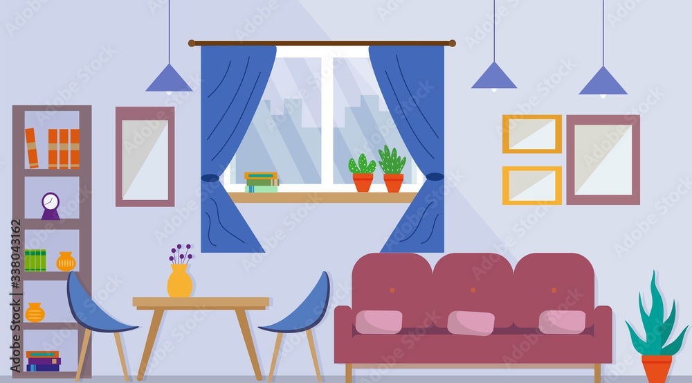Cartoon picture on blue backdrop. Home decor