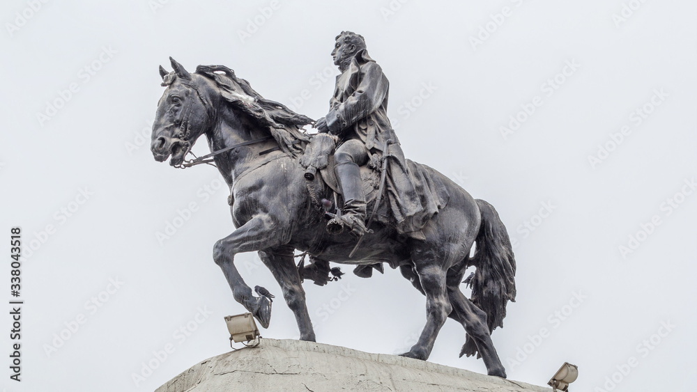 Monument to Jose de San Martin on the Plaza San Martin timelapse hyperlapse in Lima, Peru.